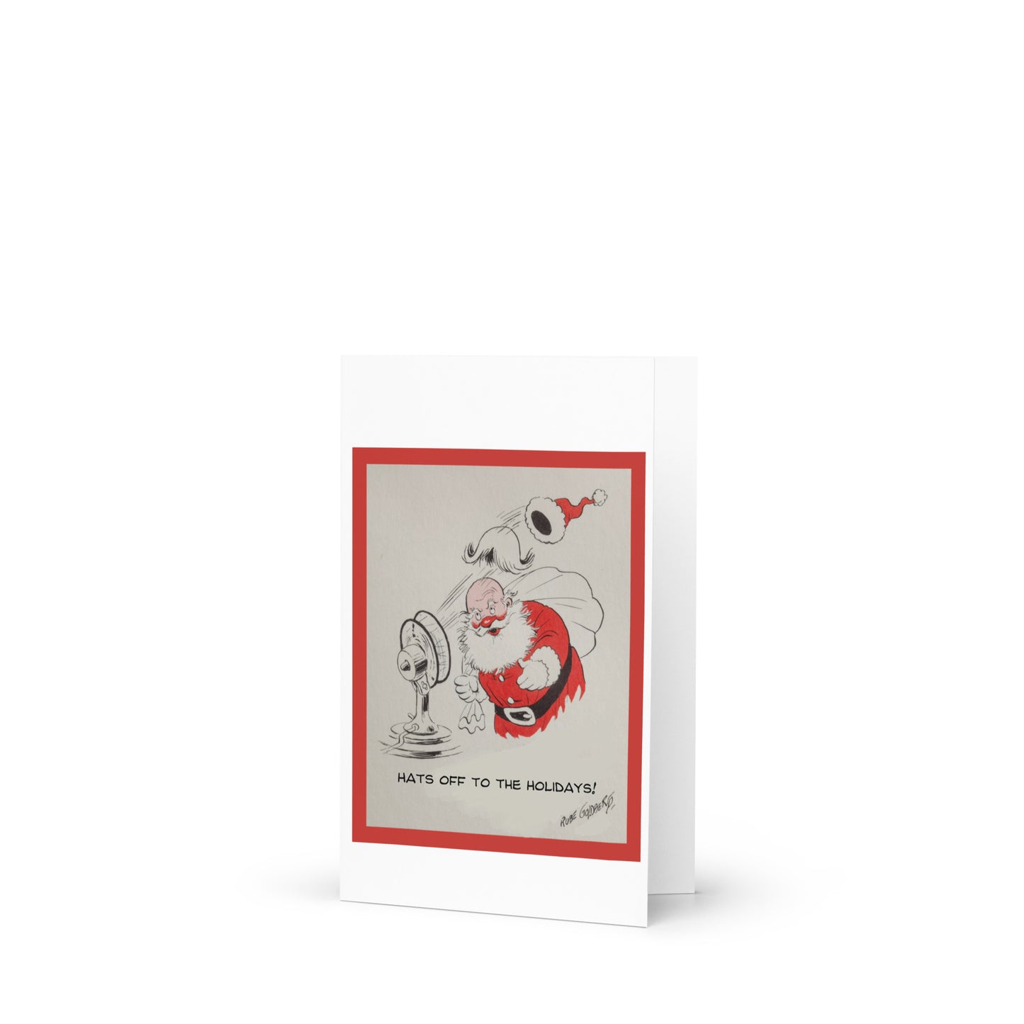 Hats off to Christmas Rube Goldberg Illustrated Card