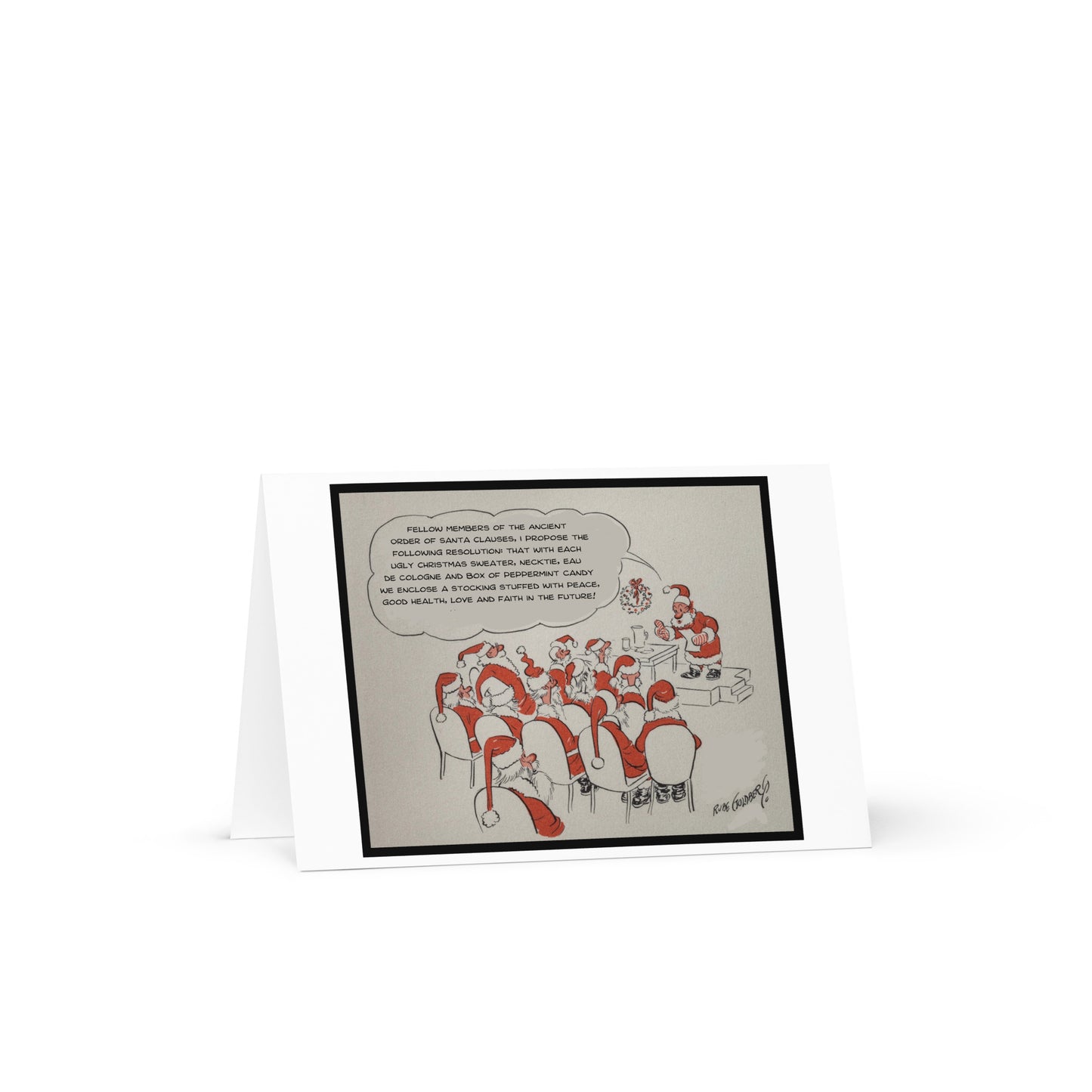 Holiday Meeting Rube Goldberg Illustrated Card