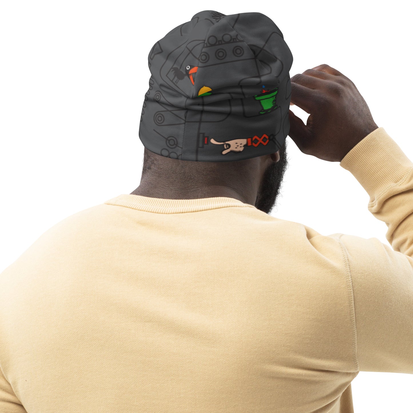 Rube Machines Pattern Charcoal Beanie